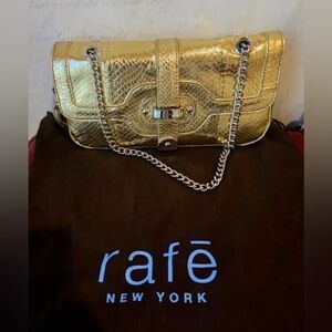 Rafe New York Gold Embossed Faux Snakeskin Chain handle $375